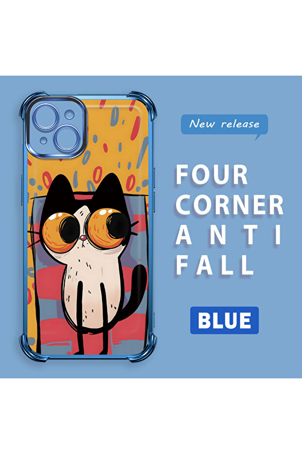 iPhone 15 Plus Compatible Transparent Silicone Flutter Protective Case Kitten Patterns - 3