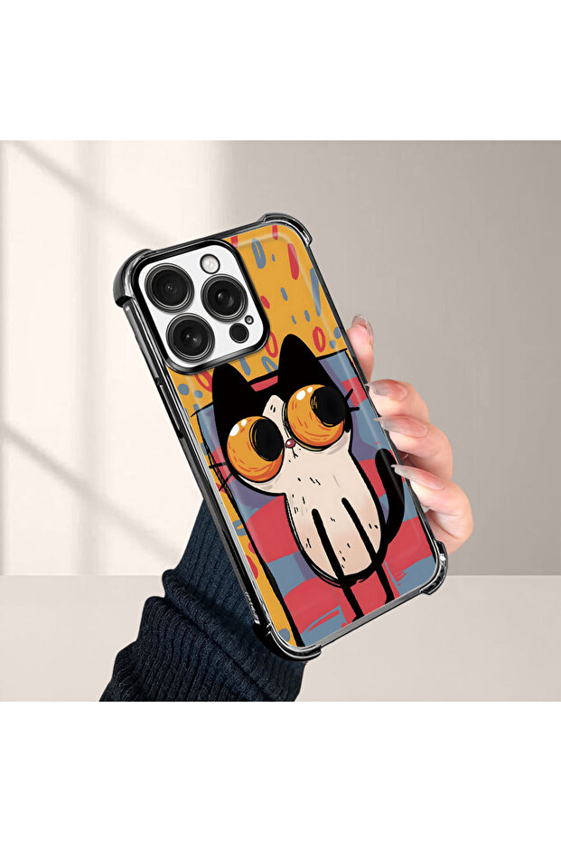 iPhone 16 Pro Compatible Transparent Silicone Flutter Protective Case Kitten Patterns - 4