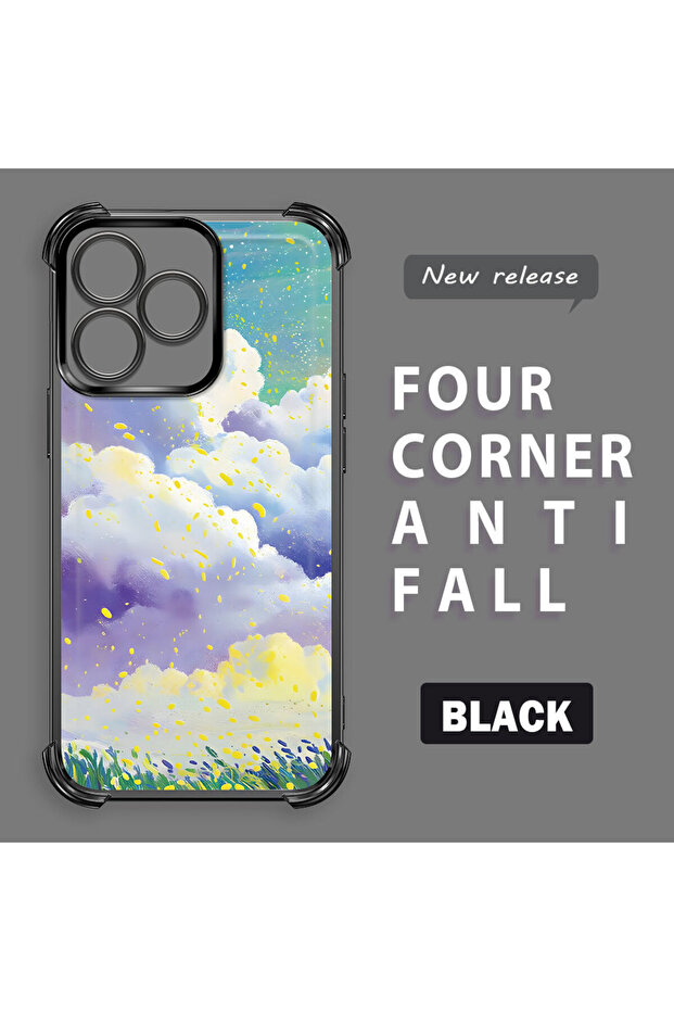 حافظة واقية من السيليكون الشفاف المتوافقة مع هاتف Realme C53، أنماط سحابية ملونة - 2