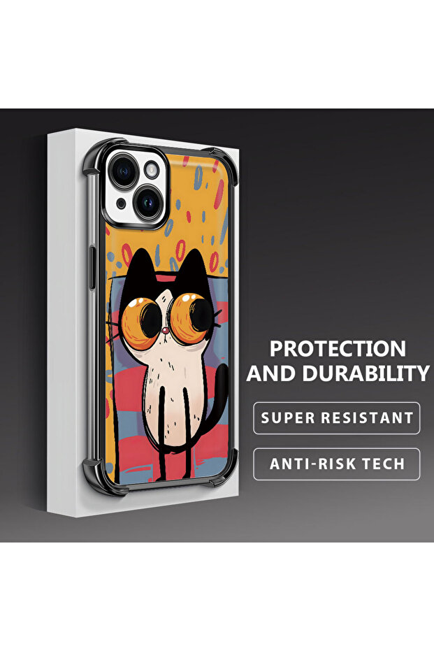 iPhone 14 Compatible Transparent Silicone Flutter Protective Case Kitten Patterns - 1