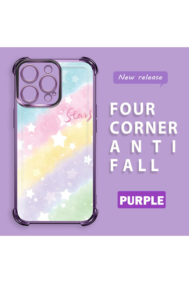 iPhone 15 Pro Compatible Transparent Silicone Flutter Protective Case Rainbow Patterns - 3