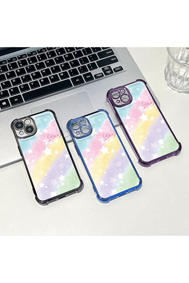 حافظة حماية من السيليكون الشفاف المتوافقة مع iPhone 16 بأنماط قوس قزح - 8