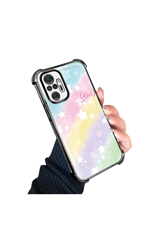 حافظة حماية من السيليكون الشفاف المتوافقة مع هاتف Xiaomi Redmi Note 10 Pro بأنماط قوس قزح - 4