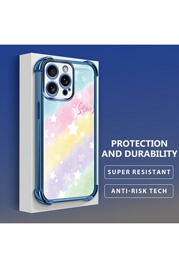 حافظة واقية من السيليكون الشفاف المتوافقة مع iPhone 15 Pro بأنماط قوس قزح - 5