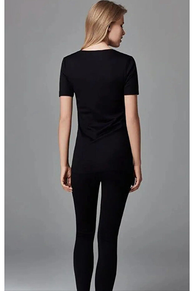 Kadın 0 Yaka Kısa Kol Termal / %47 Viloft %47 Polyester %6 Elastan Tek Üst - 3