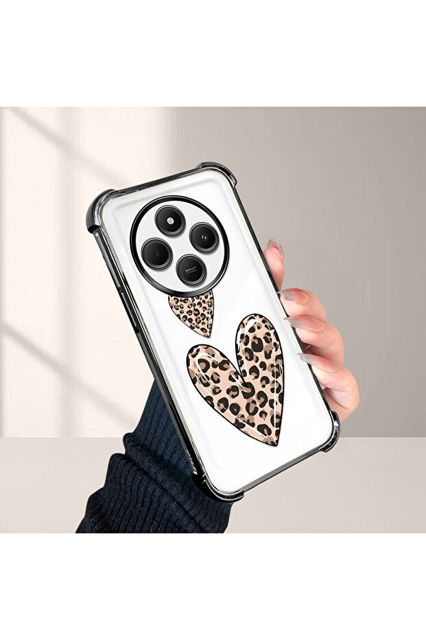 Xiaomi Redmi 14C Compatible Transparent Silicone Flutter Protective Case Leopard Patterns - 1
