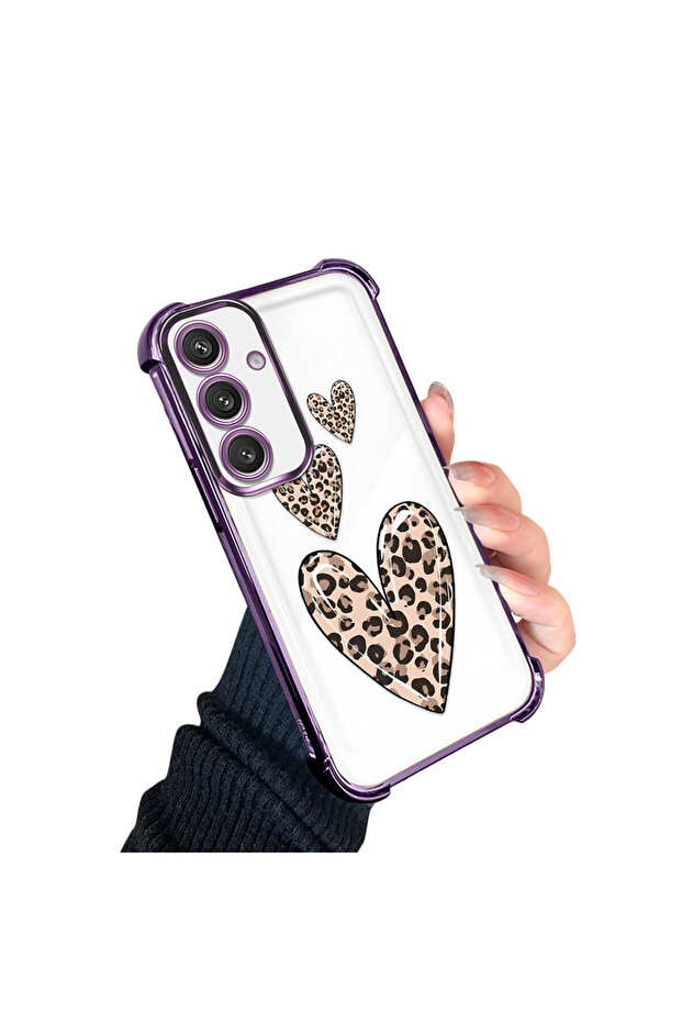 Samsung Galaxy S24 Compatible Transparent Silicone Flutter Protective Case Leopard Patterns - 3