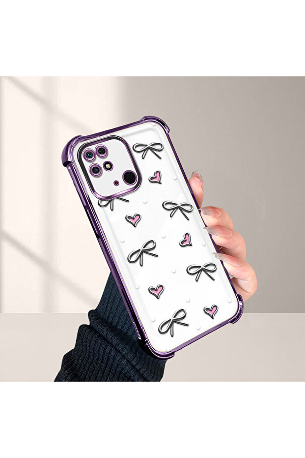 حافظة حماية من السيليكون الشفاف المتوافقة مع هاتف Xiaomi Redmi 10C بأنماط قلب - 4