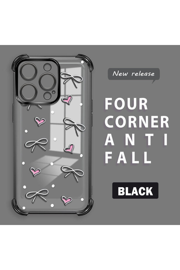 حافظة واقية من السيليكون الشفاف المتوافقة مع هاتف iPhone 14 Pro بأنماط قلب - 1