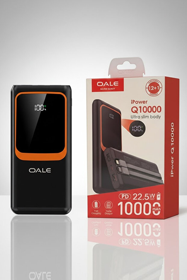 10000mah Power Bank 22.5w Fast Phone Charging Lightning And Type-c Cables Dual Usb Digital Display
