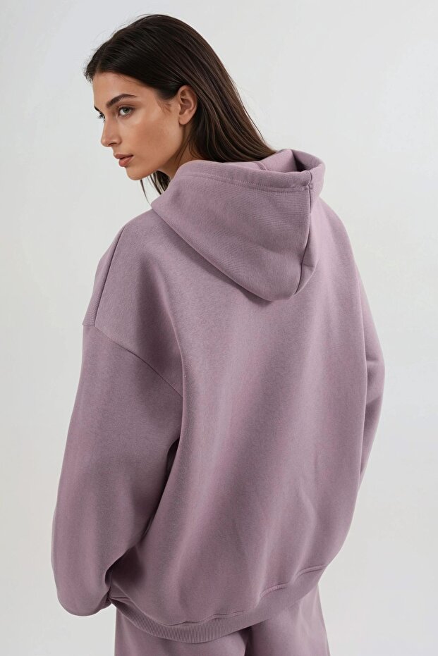 BUSEM Kapüşonlu Oversize Fermuarlı Ceket - 3