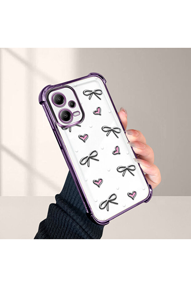 Xiaomi Poco X5 Compatible Transparent Silicone Flutter Protective Case Heart Patterns - 4