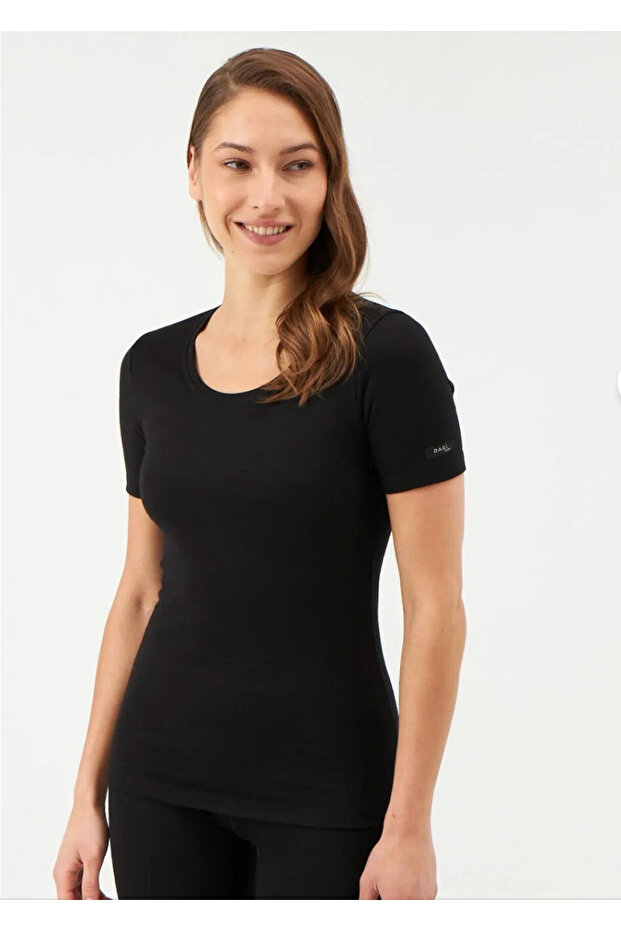 Kadın 0 Yaka Kısa Kol Termal / %47 Viloft %47 Polyester %6 Elastan Tek Üst - 5