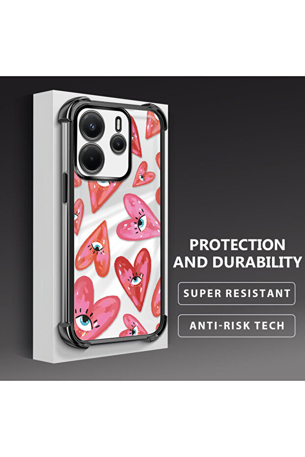 Xiaomi Redmi Note 14 Compatible Transparent Silicone Flutter Protective Case Evil Eye Pattern - 4