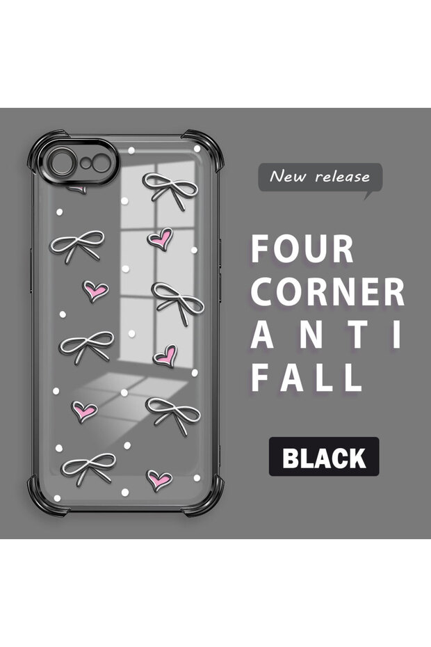 iPhone 7/8/Se 2020 2022 Compatible Transparent Silicone Flutter Protective Case Heart Patterns