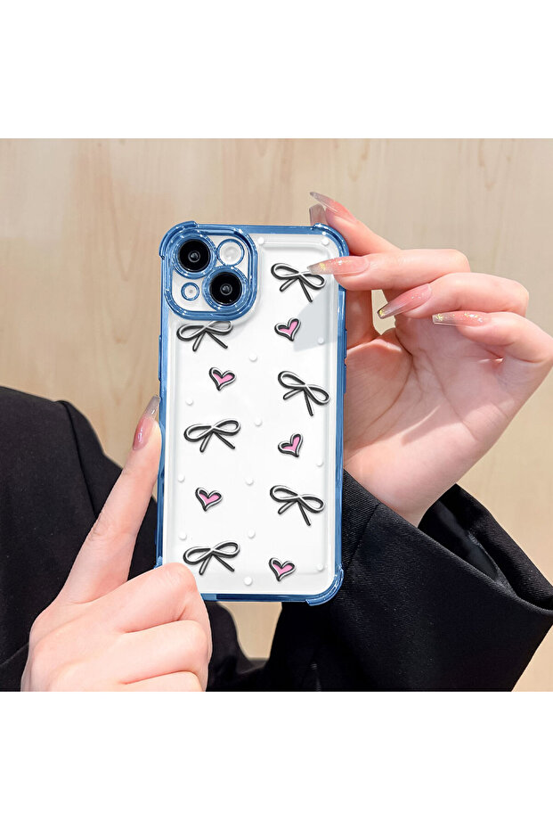حافظة حماية من السيليكون الشفاف المتوافقة مع هاتف iPhone 12 بأنماط قلب - 5