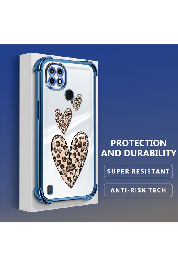 Realme C21 Compatible Transparent Silicone Flutter Protective Case Leopard Patterns - 4