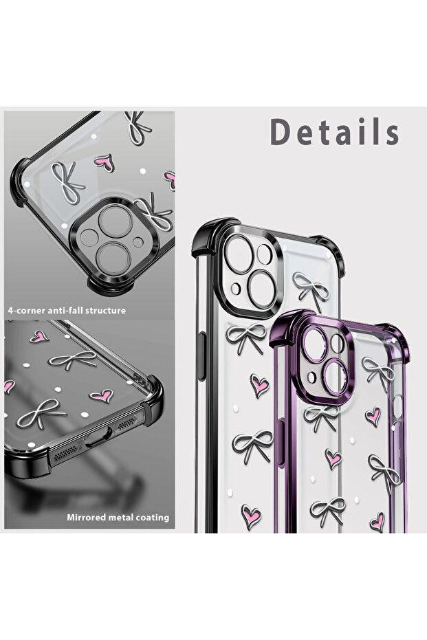 iPhone 16 Pro Max Compatible Transparent Silicone Flutter Protective Case Heart Patterns - 8