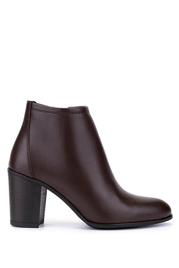 Women's Genuine Leather Brown Heeled Boots
