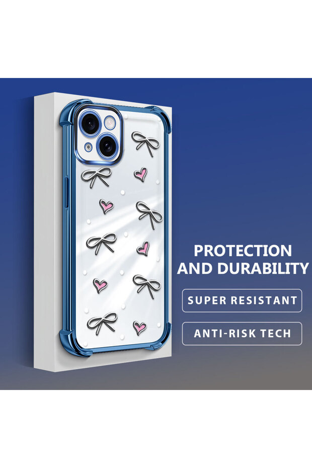 حافظة واقية من السيليكون الشفاف المتوافقة مع iPhone 15 بأنماط قلب - 4