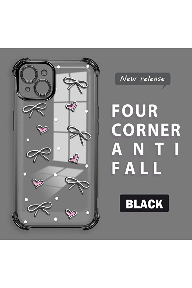 حافظة حماية من السيليكون الشفاف المتوافقة مع هاتف iPhone 15 Plus بأنماط قلب - 1