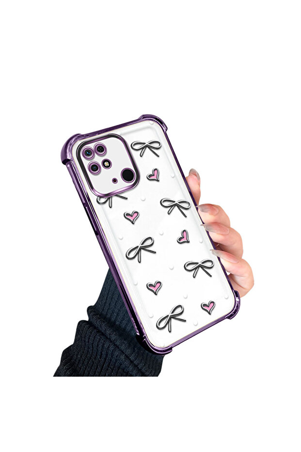 حافظة حماية من السيليكون الشفاف المتوافقة مع هاتف Xiaomi Redmi 10C بأنماط قلب - 2