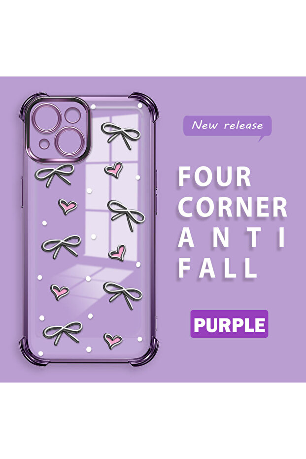 حافظة واقية من السيليكون الشفاف المتوافقة مع iPhone 15 بأنماط قلب - 1