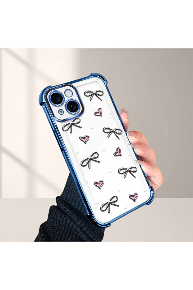 حافظة واقية من السيليكون الشفاف المتوافقة مع iPhone 15 بأنماط قلب - 5