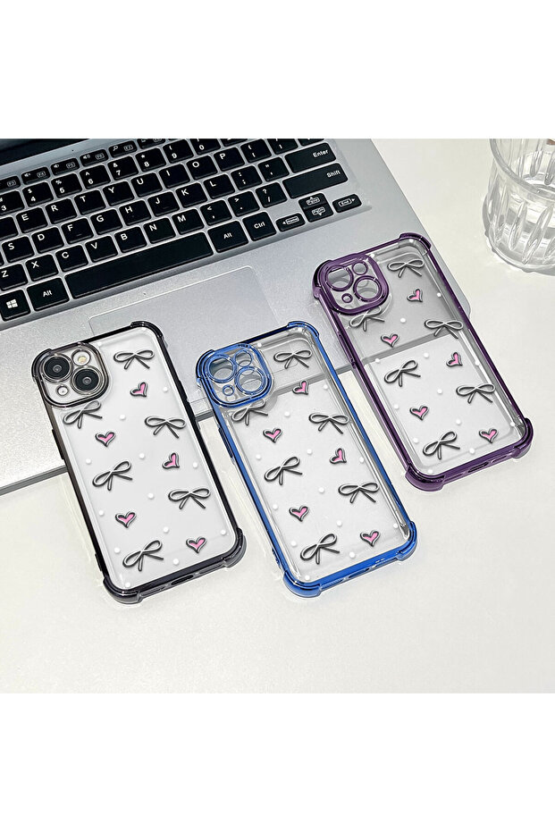 حافظة حماية من السيليكون الشفاف المتوافقة مع هاتف iPhone 12 بأنماط قلب - 8