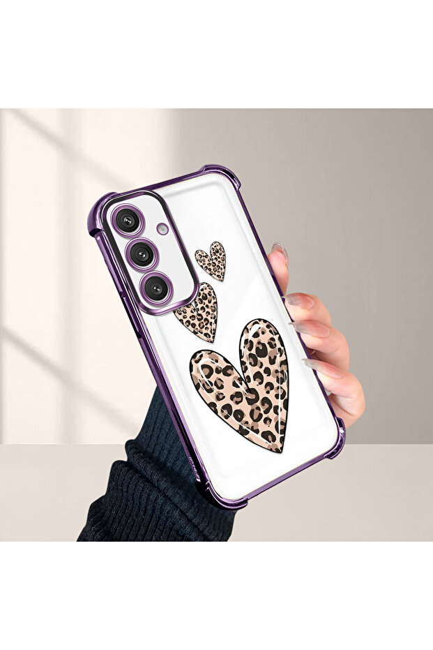 Samsung Galaxy S24 Compatible Transparent Silicone Flutter Protective Case Leopard Patterns - 1