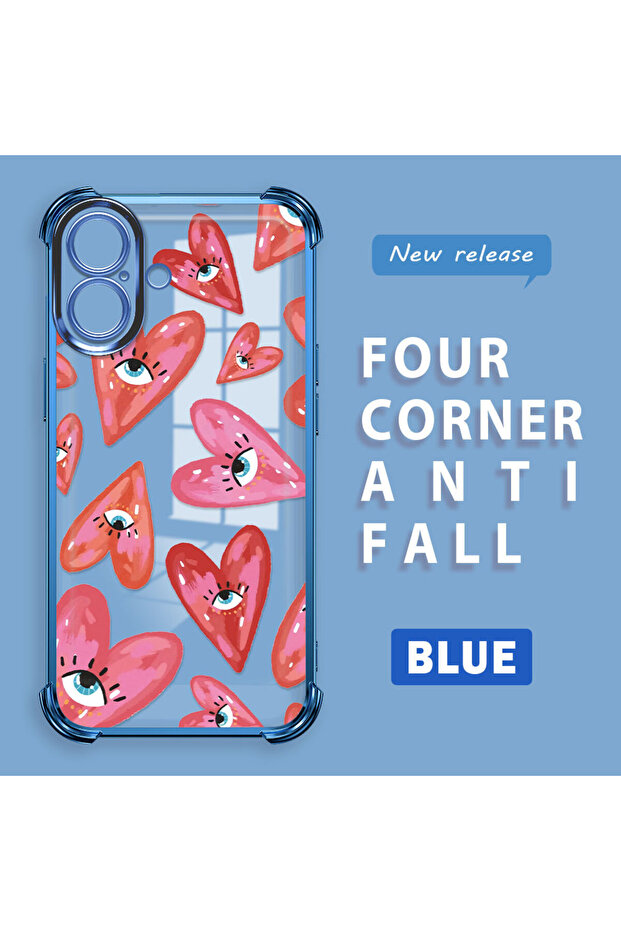 iPhone 16 Compatible Transparent Silicone Flutter Protective Case Evil Eye Pattern - 1