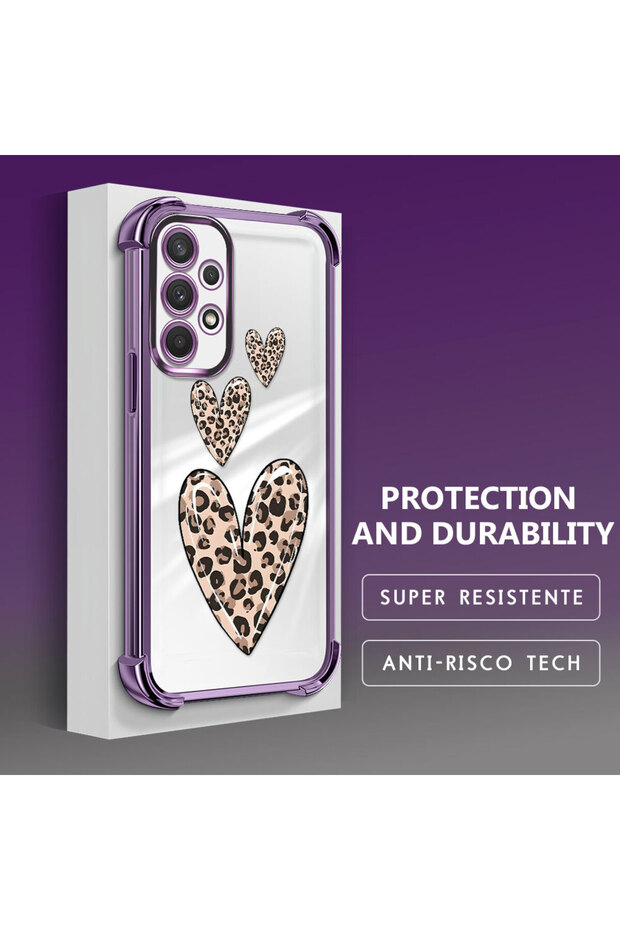 حافظة حماية من السيليكون الشفاف المتوافقة مع هاتف Samsung Galaxy A32 بنمط الفهد - 4