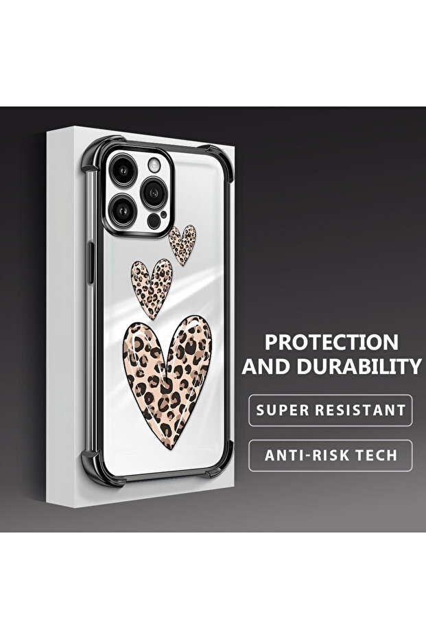 iPhone 14 Pro Max Compatible Transparent Silicone Flutter Protective Case Leopard Patterns - 4