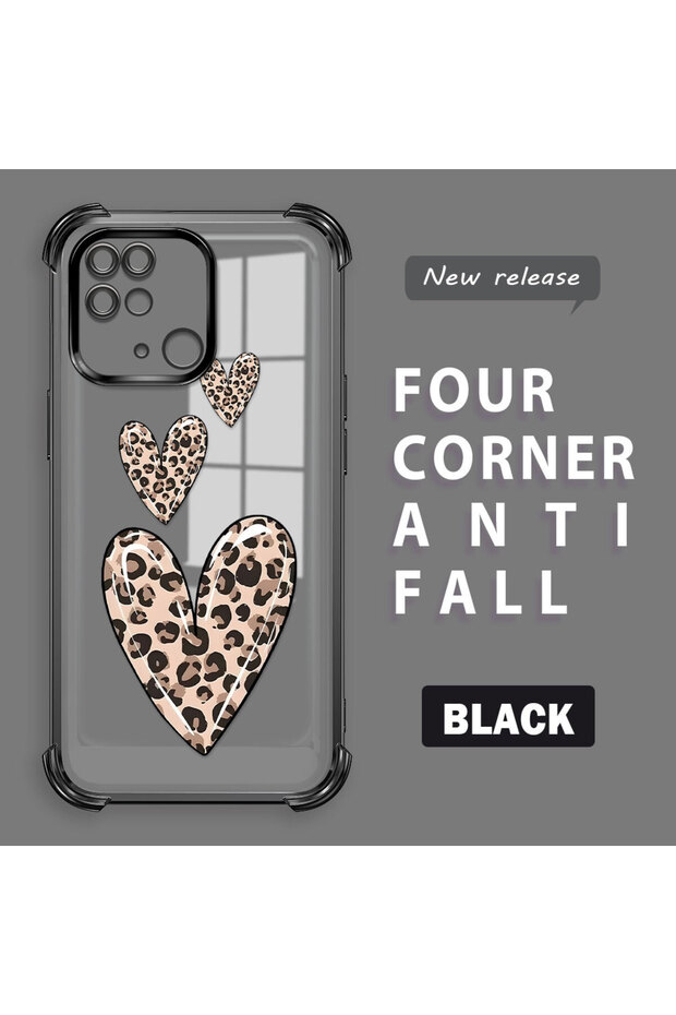 Xiaomi Redmi 10C Compatible Transparent Silicone Flutter Protective Case Leopard Patterns - 2