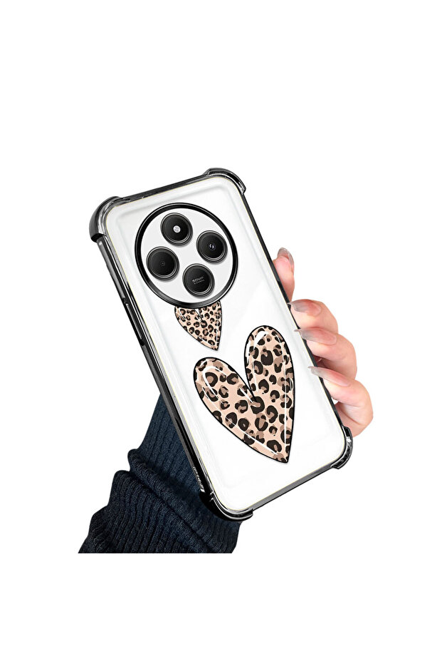 Xiaomi Redmi 14C Compatible Transparent Silicone Flutter Protective Case Leopard Patterns - 3