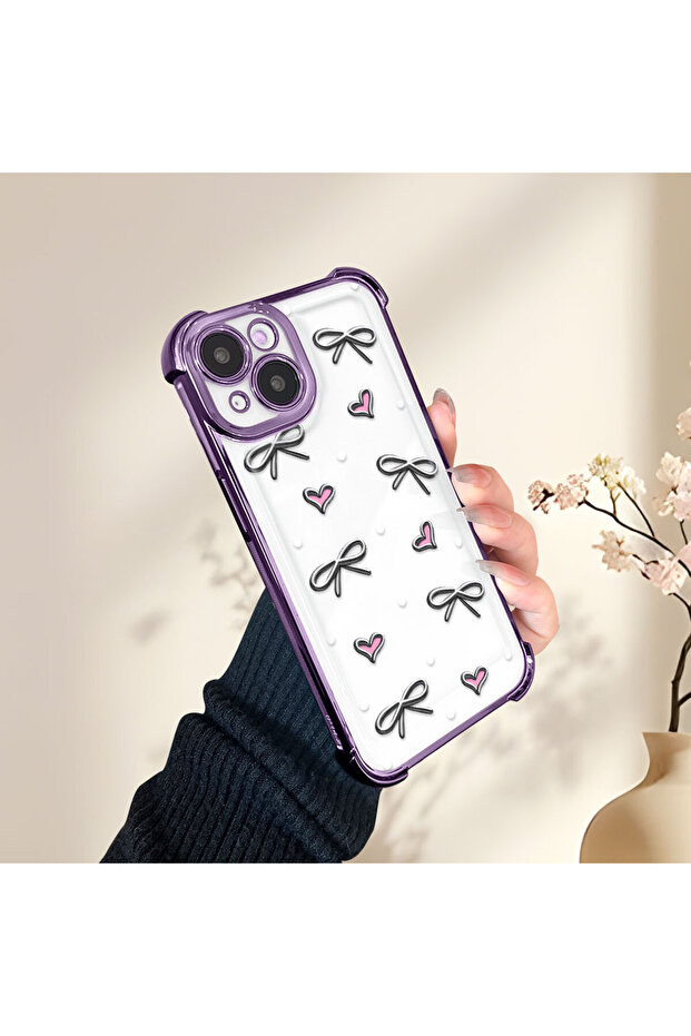 حافظة واقية من السيليكون الشفاف المتوافقة مع iPhone 16e بأنماط قلب - 5