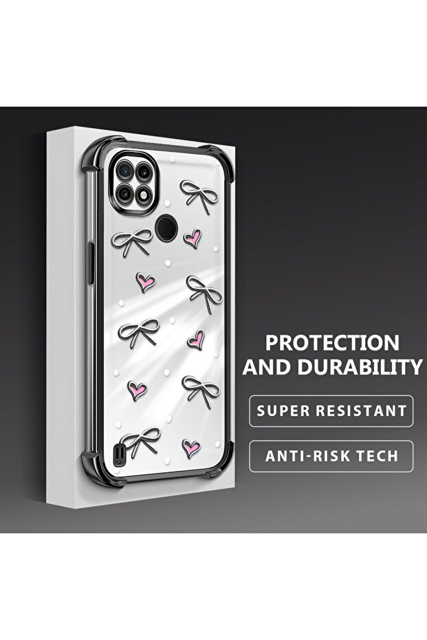 حافظة حماية من السيليكون الشفاف المتوافقة مع Realme C21 بأنماط قلب - 3