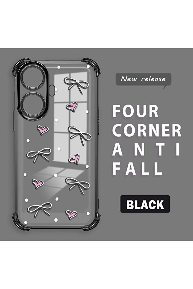 Realme C55 Compatible Transparent Silicone Flutter Protective Case Heart Patterns - 1