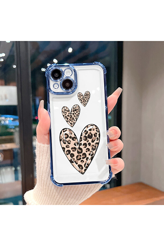 حافظة واقية من السيليكون الشفاف المتوافقة مع هاتف iPhone 15 Plus بأنماط الفهد - 6