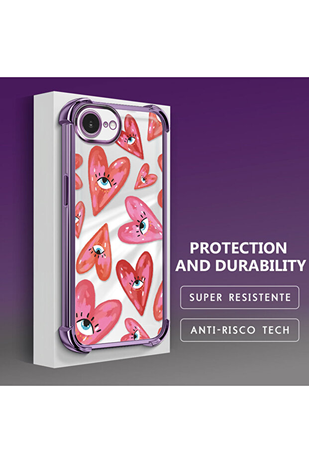 iPhone 16E Compatible Transparent Silicone Flutter Protective Case Evil Eye Pattern - 3