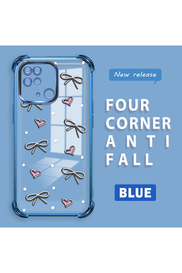 Xiaomi Redmi 10C Compatible Transparent Silicone Flutter Protective Case Heart Patterns - 1