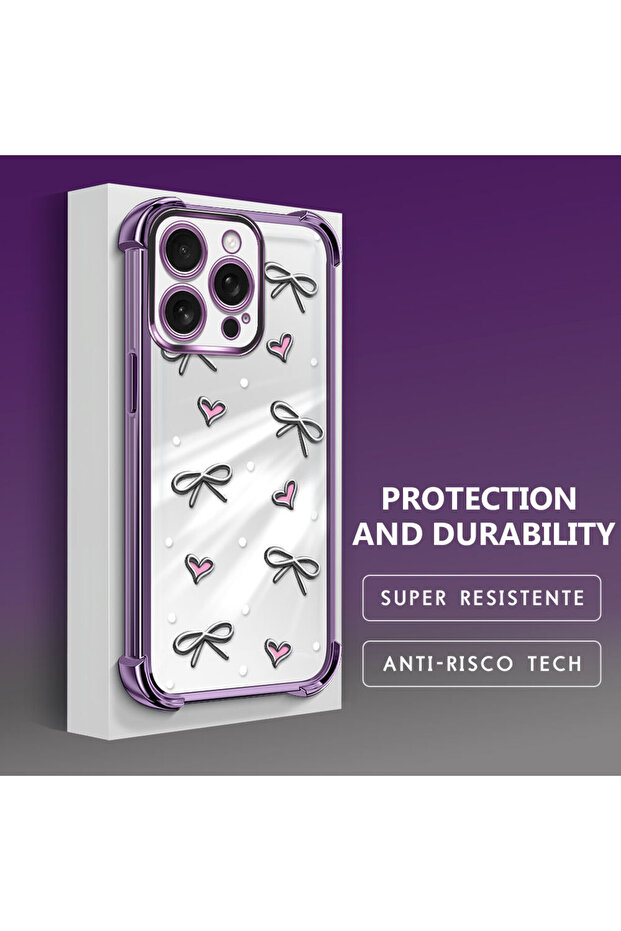 حافظة حماية من السيليكون الشفاف المتوافقة مع هاتف iPhone 16 Pro بأنماط قلب - 3