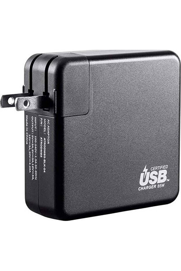 USB Type-C Wall Charger, Power Adapter US Plug, 85W Power, Black