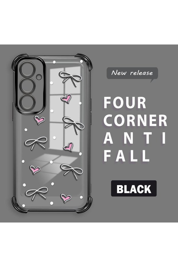 Samsung Galaxy A24 Compatible Transparent Silicone Flutter Protective Case Heart Patterns