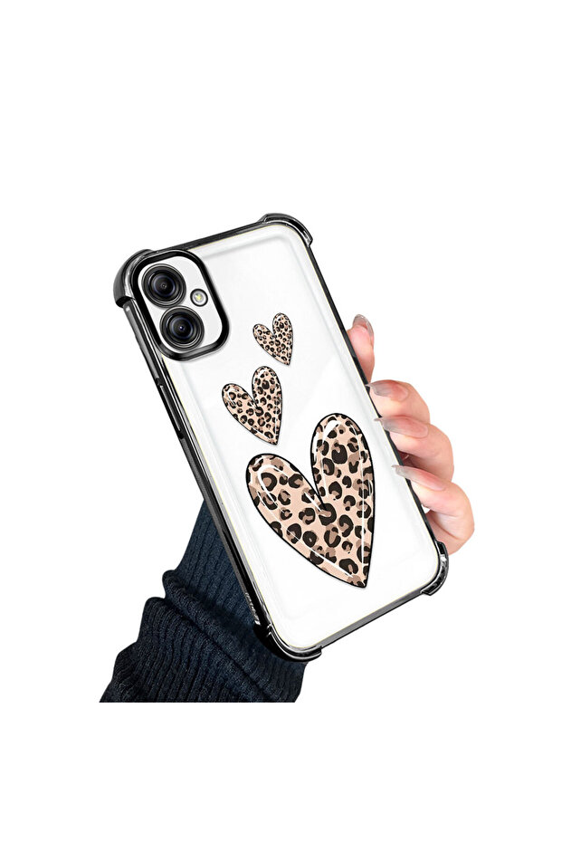 Samsung Galaxy A04E Compatible Transparent Silicone Flutter Protective Case Leopard Patterns - 3