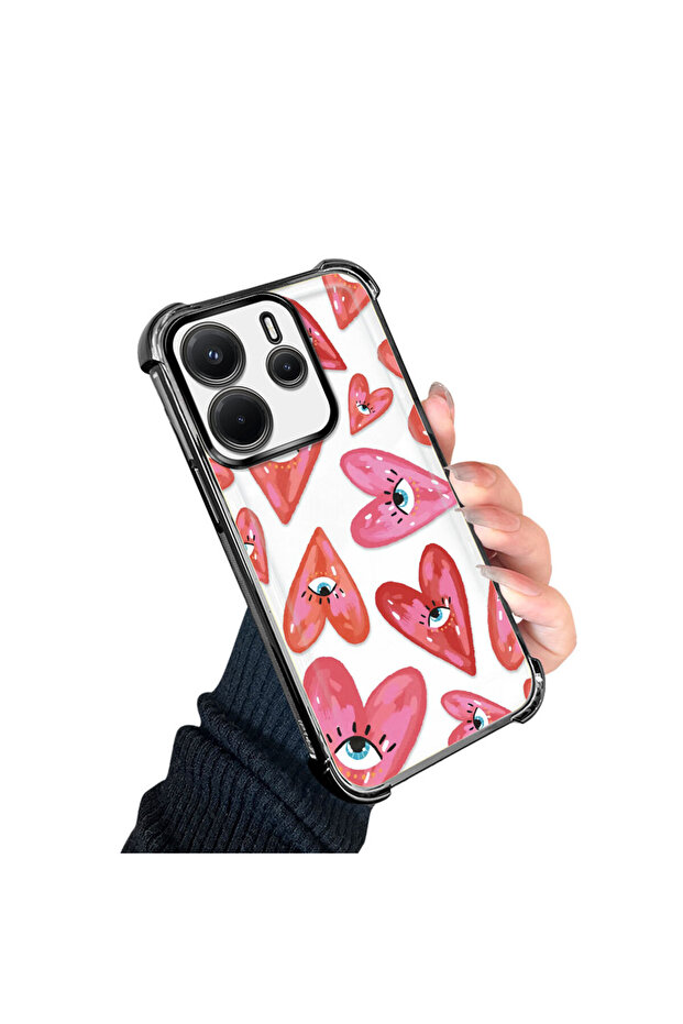 Xiaomi Redmi Note 14 Compatible Transparent Silicone Flutter Protective Case Evil Eye Pattern - 3