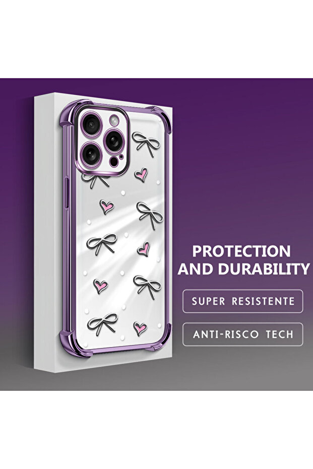 iPhone 15 Pro Compatible Transparent Silicone Flutter Protective Case Heart Patterns - 4