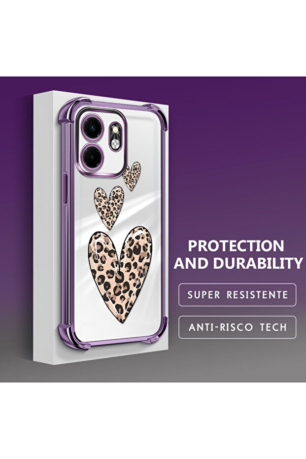 Infinix Smart 9 Compatible Transparent Silicone Flutter Protective Case Leopard Patterns - 4