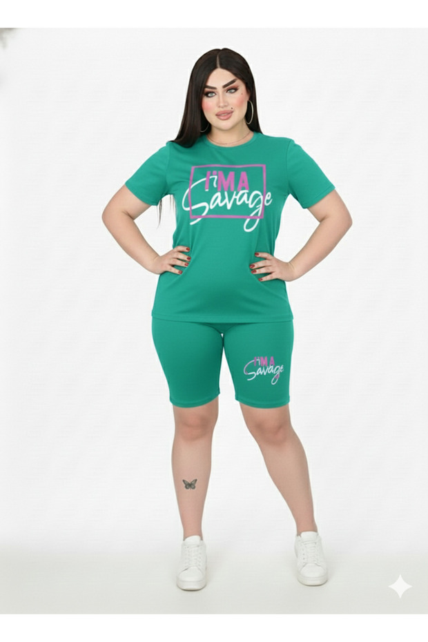 Bold Typography Set Women Relaxed Tee Shorts Combo Cotton Weekend Leisure Coordinates