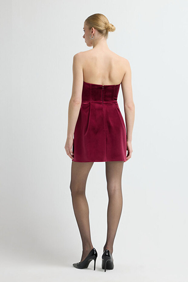 Straplez Mini Elbise - 6